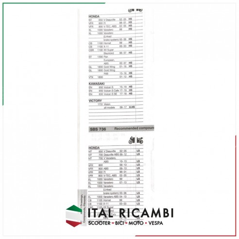 PASTIGLIE FRENO ANTERIORE HONDA...