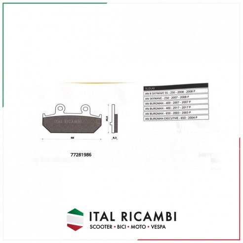 PASTIGLIE FRENO POSTERIORE SUZUKI...
