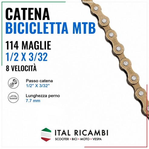 CATENA BICICLETTA MTB 8 VELOCITA 114...